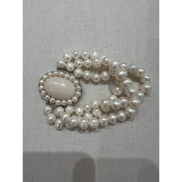 Fresh Water Pearl Chain Linked Bracelet - Picture 2 of 5